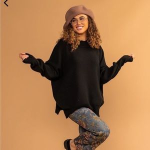 Dressed in Lala Sweater Weather Oversized knit in black